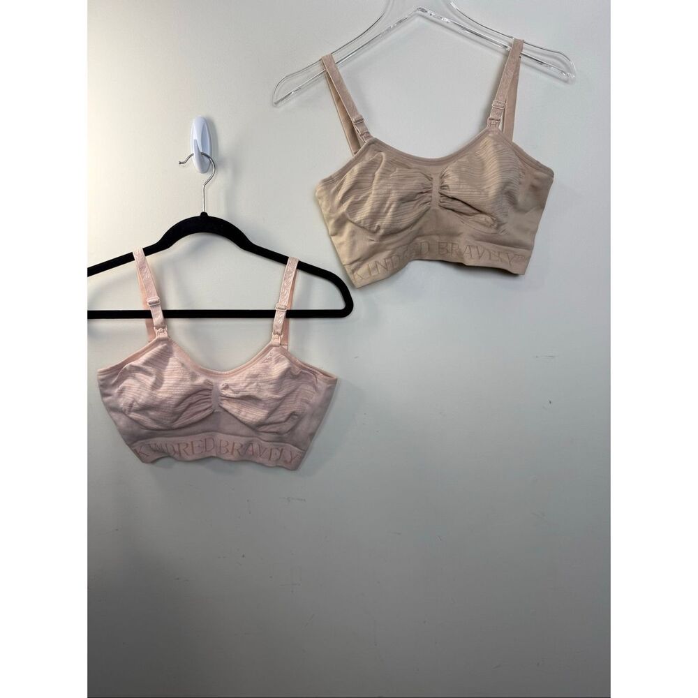 Kindred Bravely Nursing Bra Set Lot of 2 Beige Blush Seamless Wireless Maternity